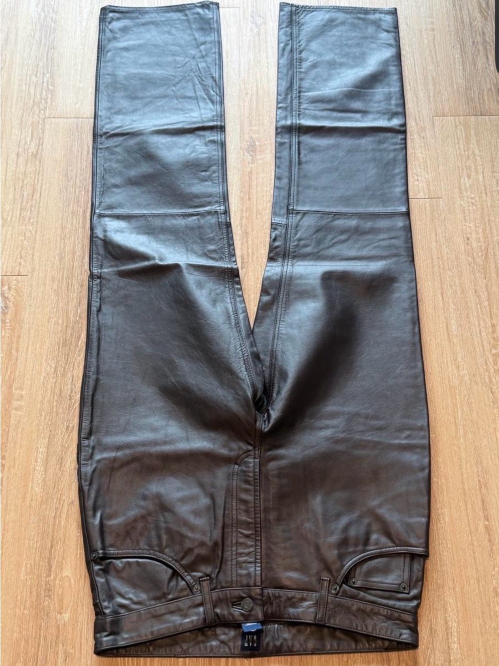 Gap 2000 Vintage Boot Cut Brown Genuine Leather Biker Pants Jeans